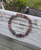 Crackled Agate Stretch Chord Bracelet with Silver Accents