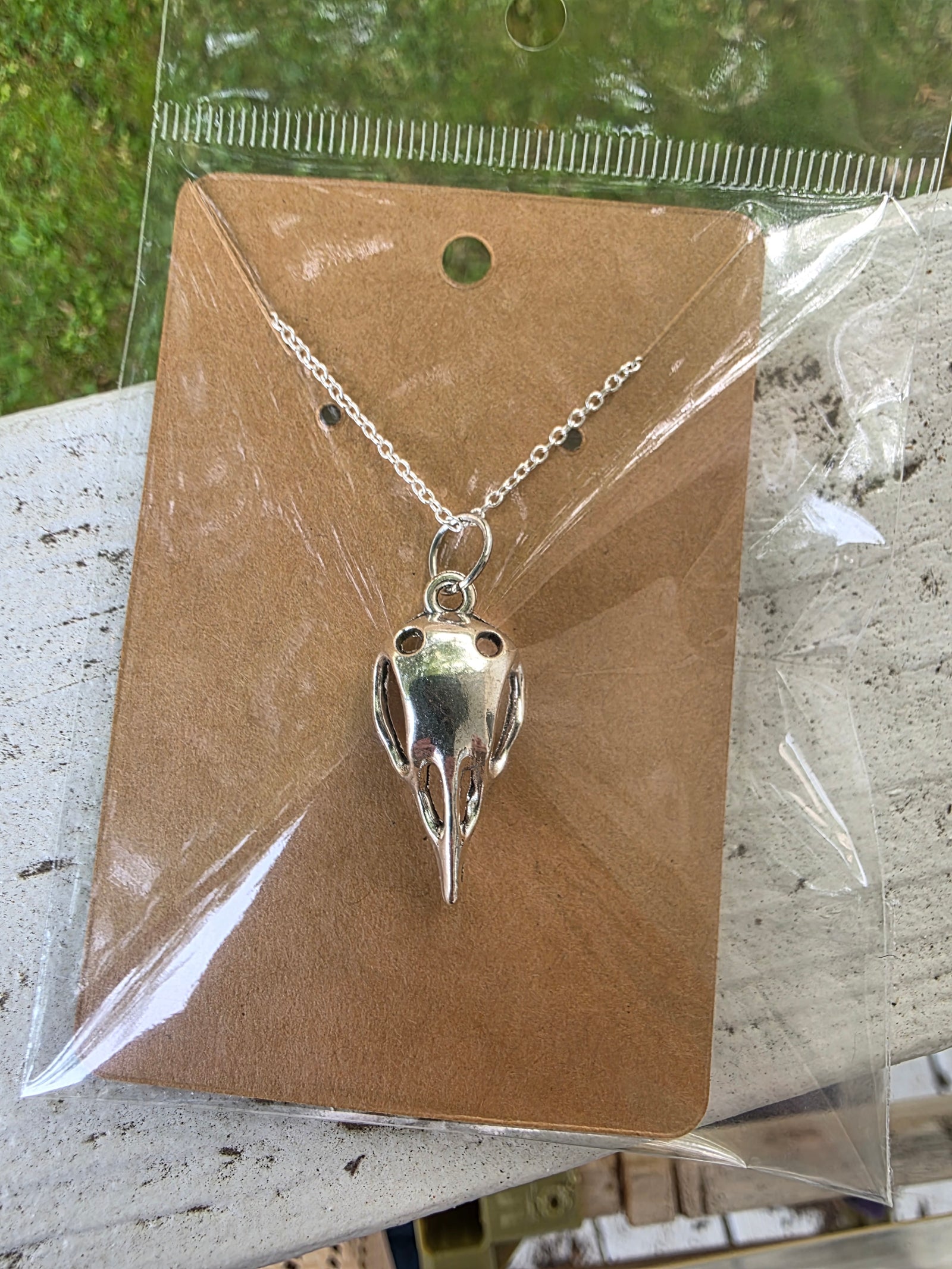 Raven Skull Pendant Necklace – Hollowed Gaze Edition 🖤🪶