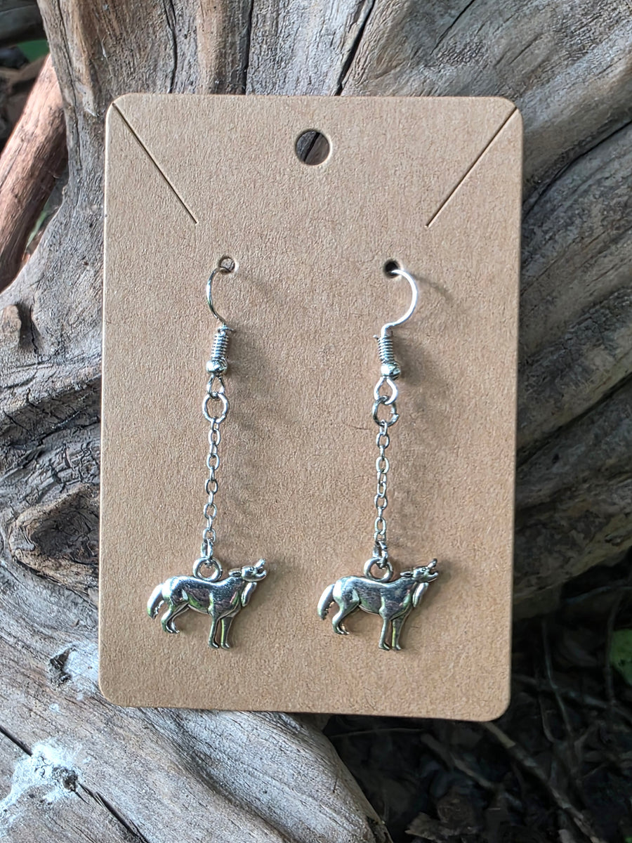Lone Howl Wolf Drop Earrings