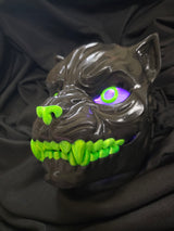 Articulated Black Panther TPU mask with UV Green Accents and Light Up Eyes