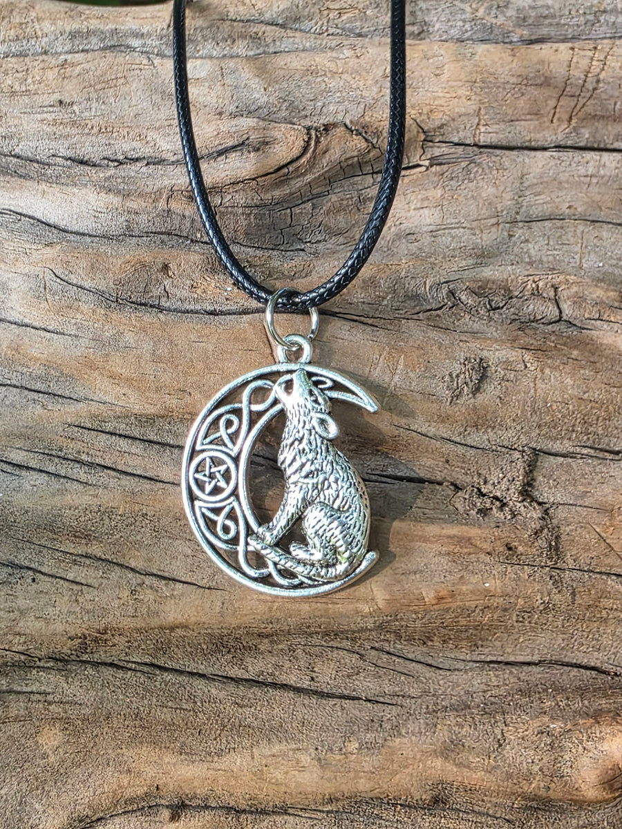 Moonlit Howl Wolf Pendant Necklace