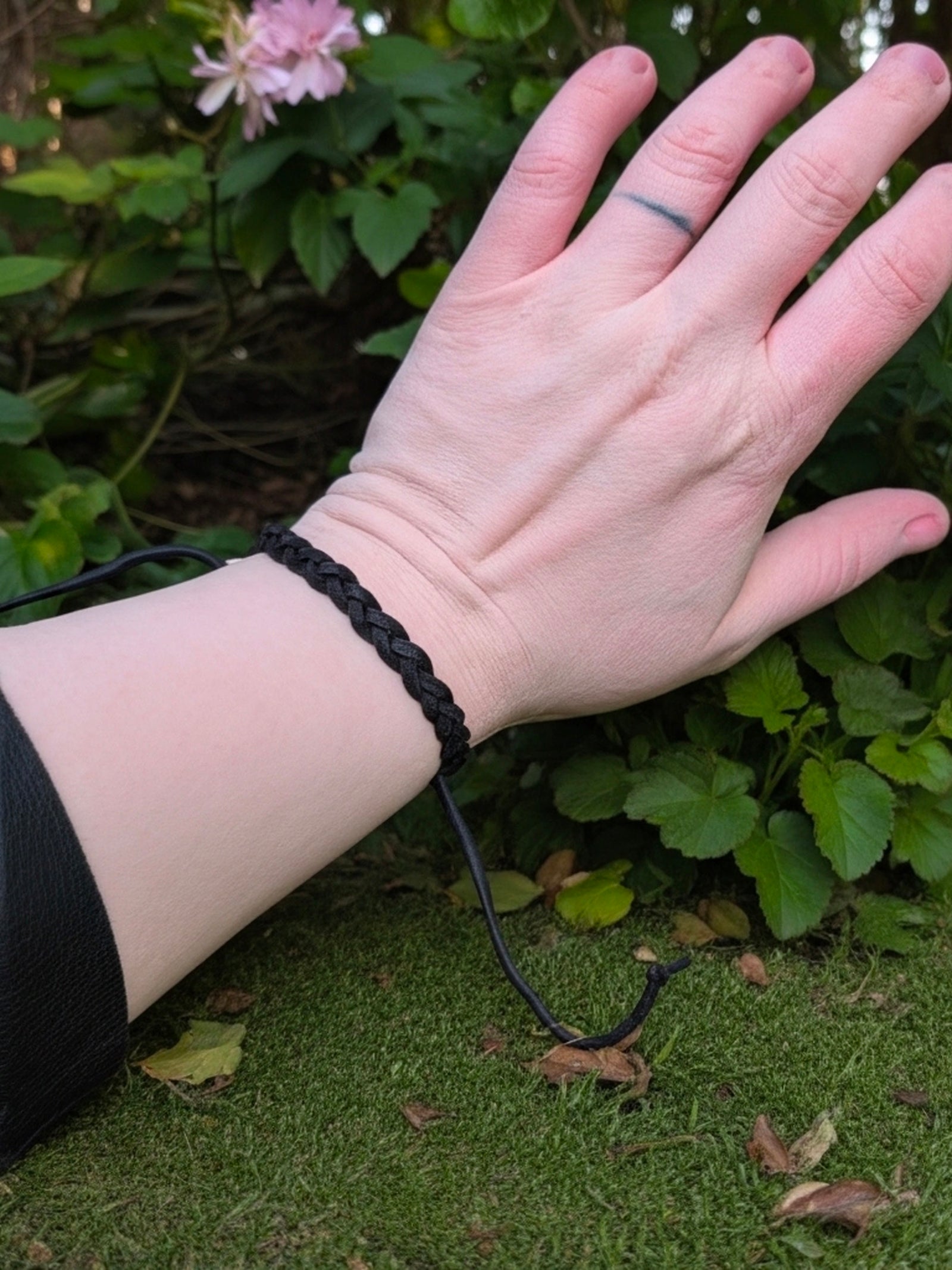Black Braded Faux Suede Adjustable Bracelet