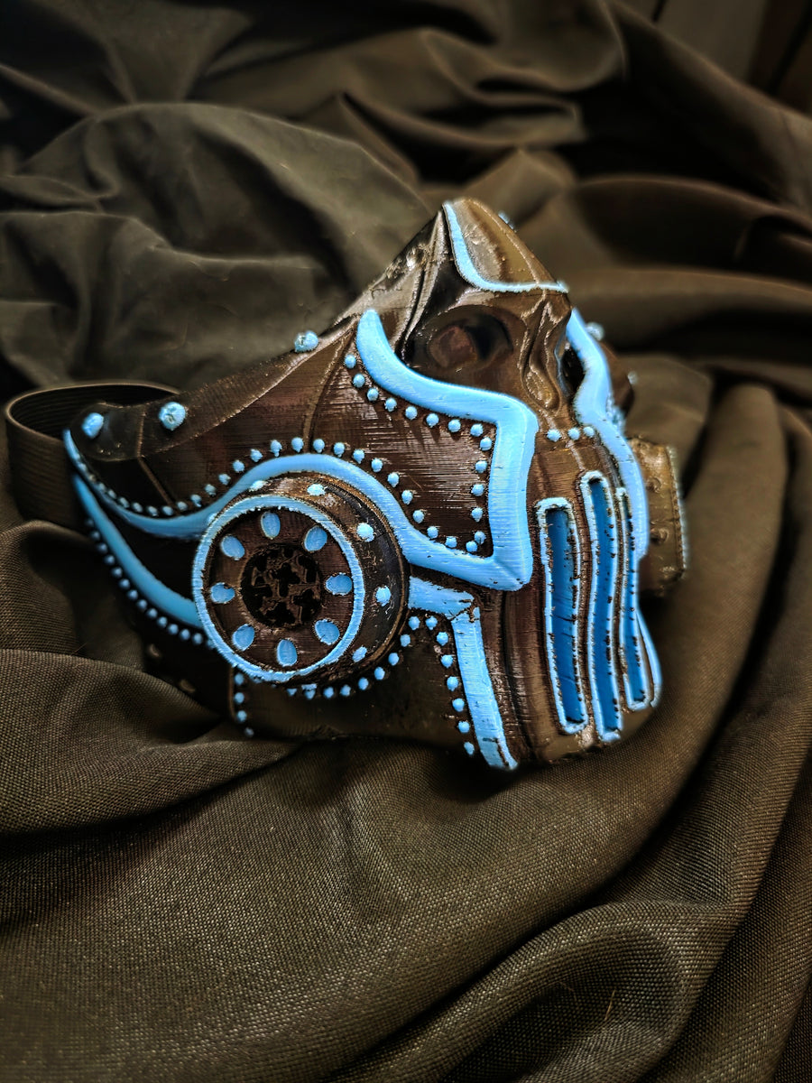 Black and Blue Steampunk Half Mask