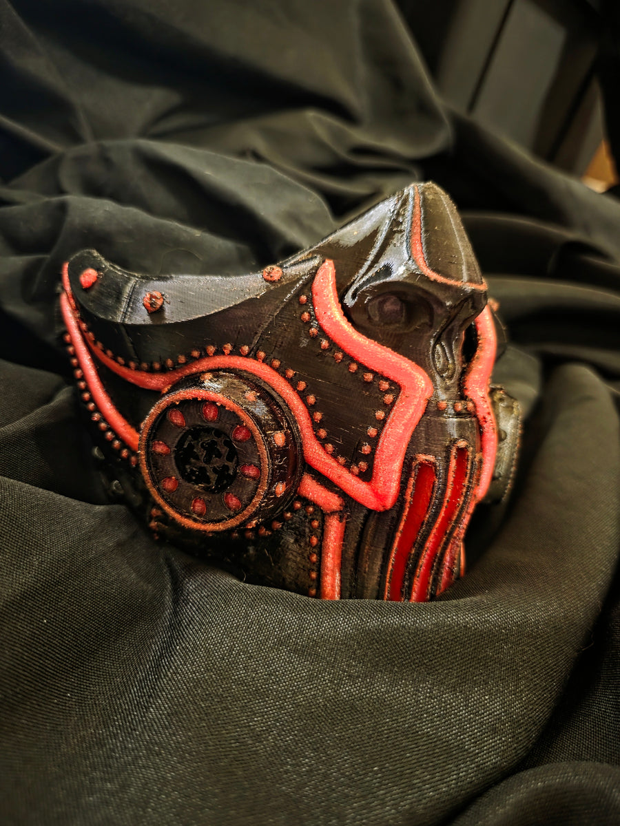 Steam Punk Black and Glow in the Dark Pink TPU Half Mask