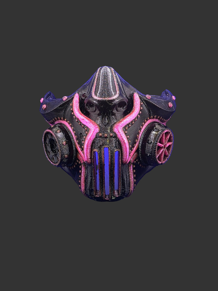 Black and Pink Steampunk Half Mask