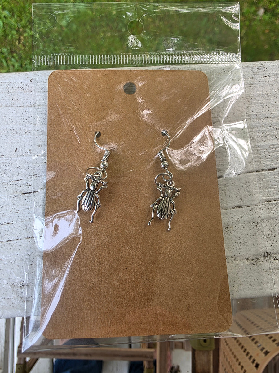 Dainty Beetle Earrings – Tiny Treasures of the Earth 🖤🪲