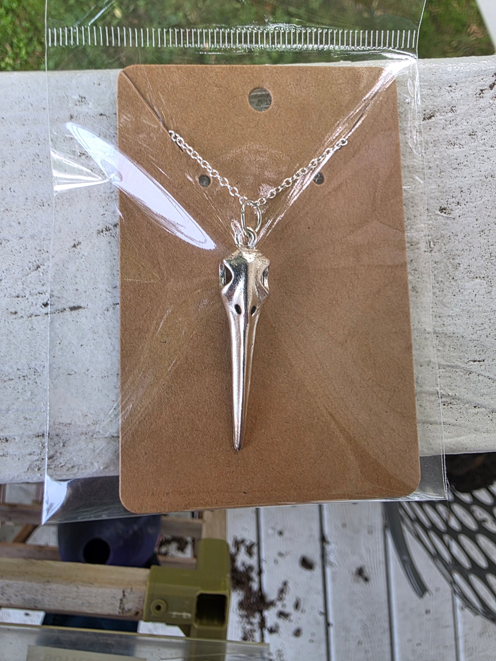 Slender Raven Skull Necklace