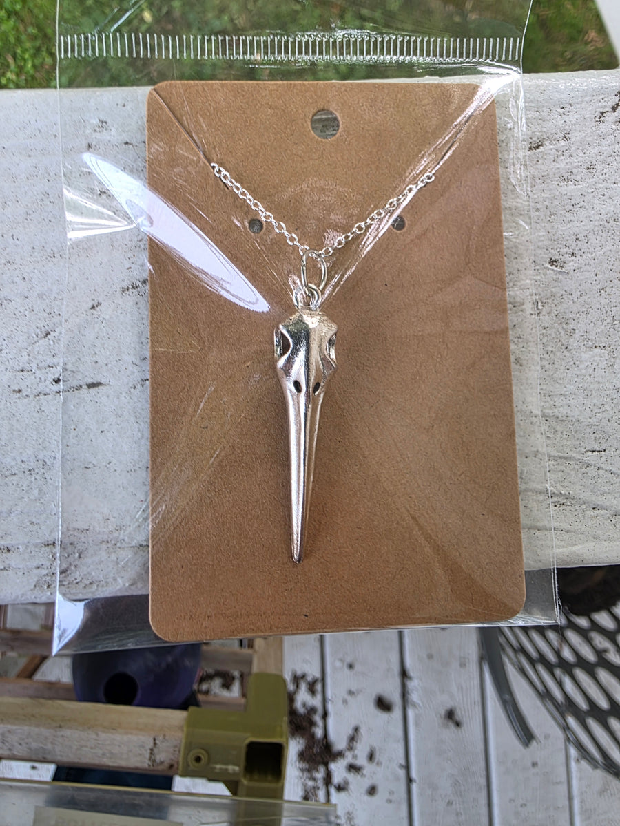 Slender Raven Skull Necklace